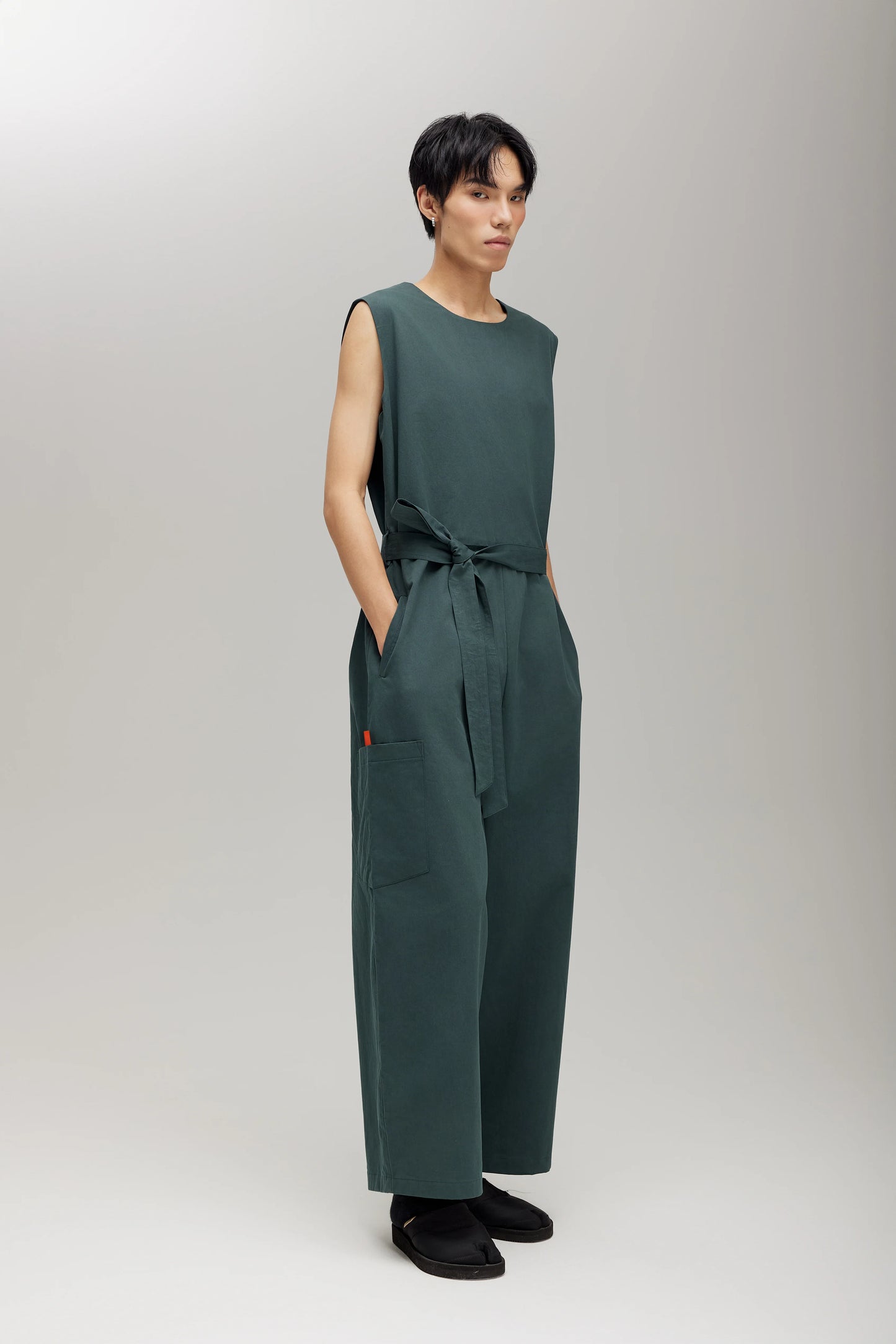 TRENCH JUMPSUIT IN FOREST GREEN