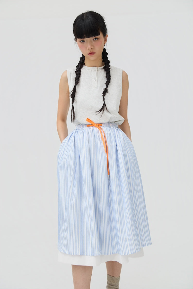 FUTAE SKIRT - BLUE SEERSUCKER - BEV C multi label store
