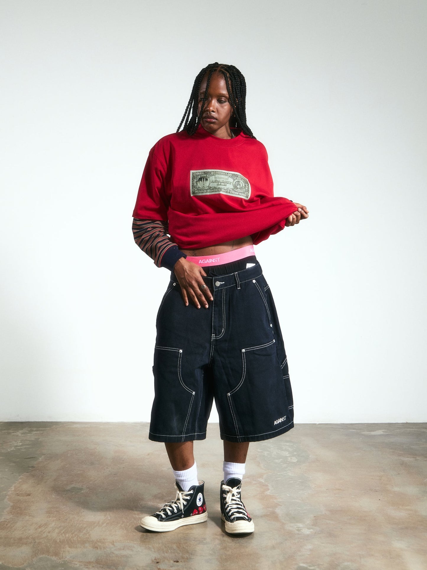 D. KNEE MONEY SHORTS BLACK - BEV C multi label store