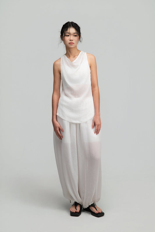 Soft Lantern Pants w/ Lining (White) - BEV C multi label store