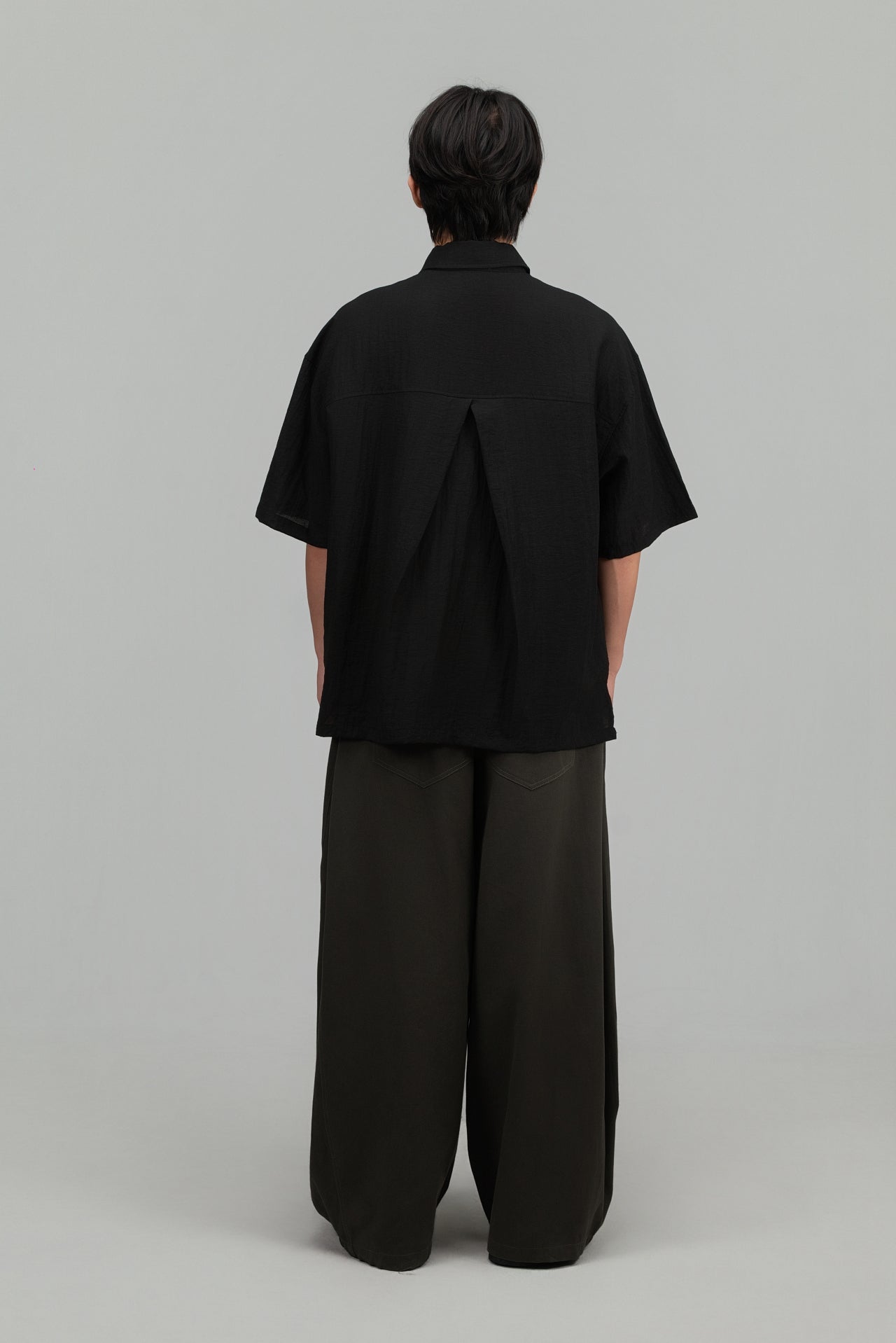 Gender Neutral Modern Mandarin Button Shirt (Black) - BEV C multi label store