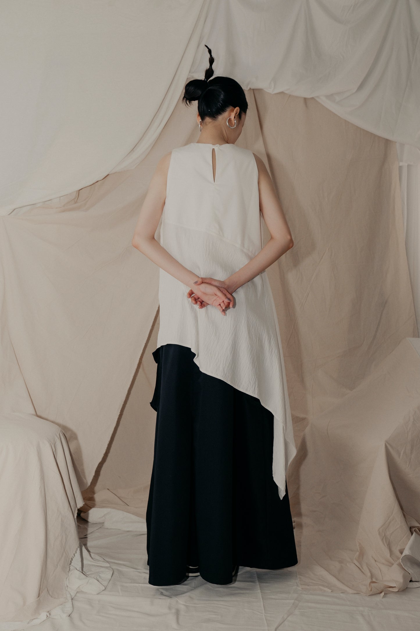 Sleeveless Draped Top in White - BEV C multi label store