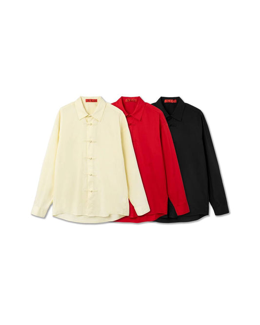 VOL.3_CH.1 Mandarin Long Sleeve Shirt - Black - BEV C multi label store