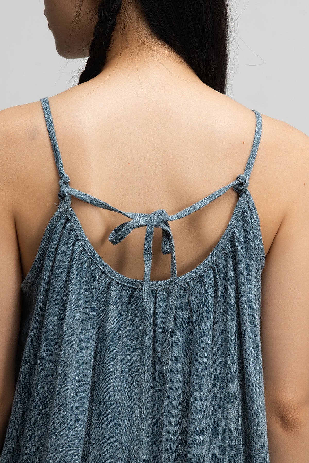 Front Drape Raw Hem Cami Top (Tie Dye Teal)