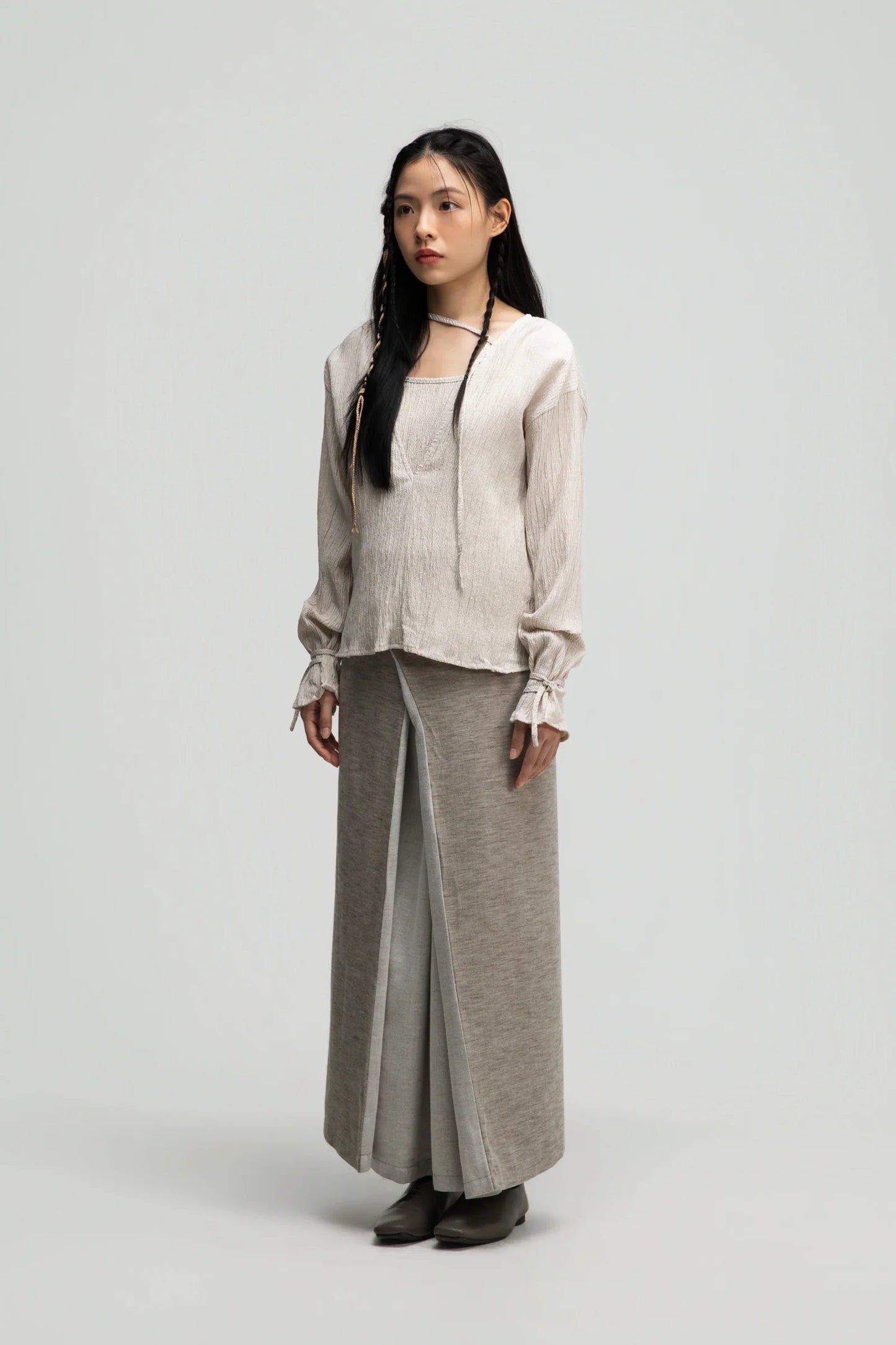 Dual Wear Wrap Skirt 2.0 (Dark Oat) - BEV C multi label store