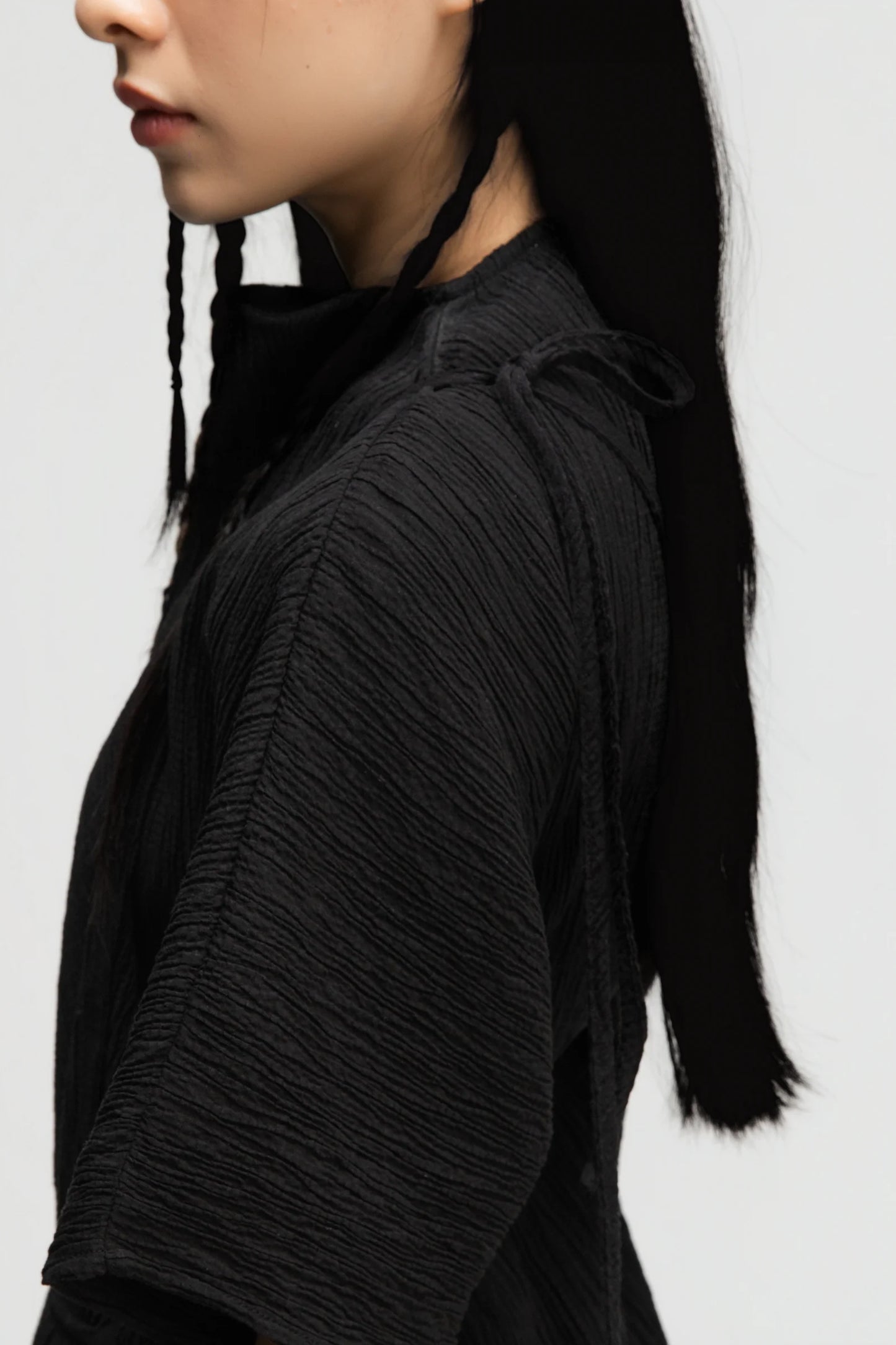 High Neck Wrap Longline Top (Black) - BEV C multi label store