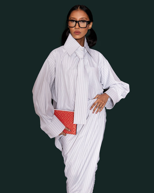 Kemeja Adik (Blue Pinstripes)
