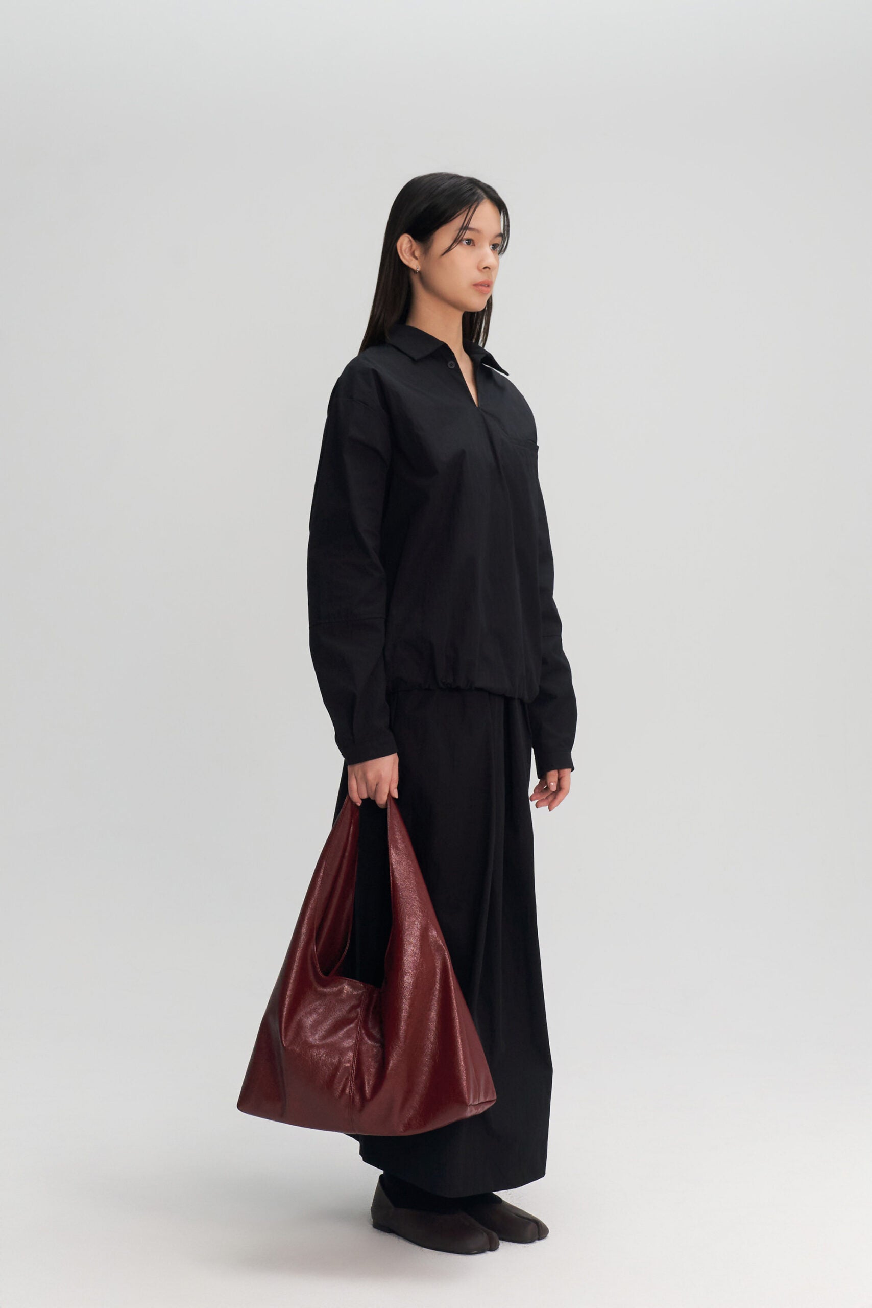 Triangle Leather Tote (Maroon) - BEV C multi label store