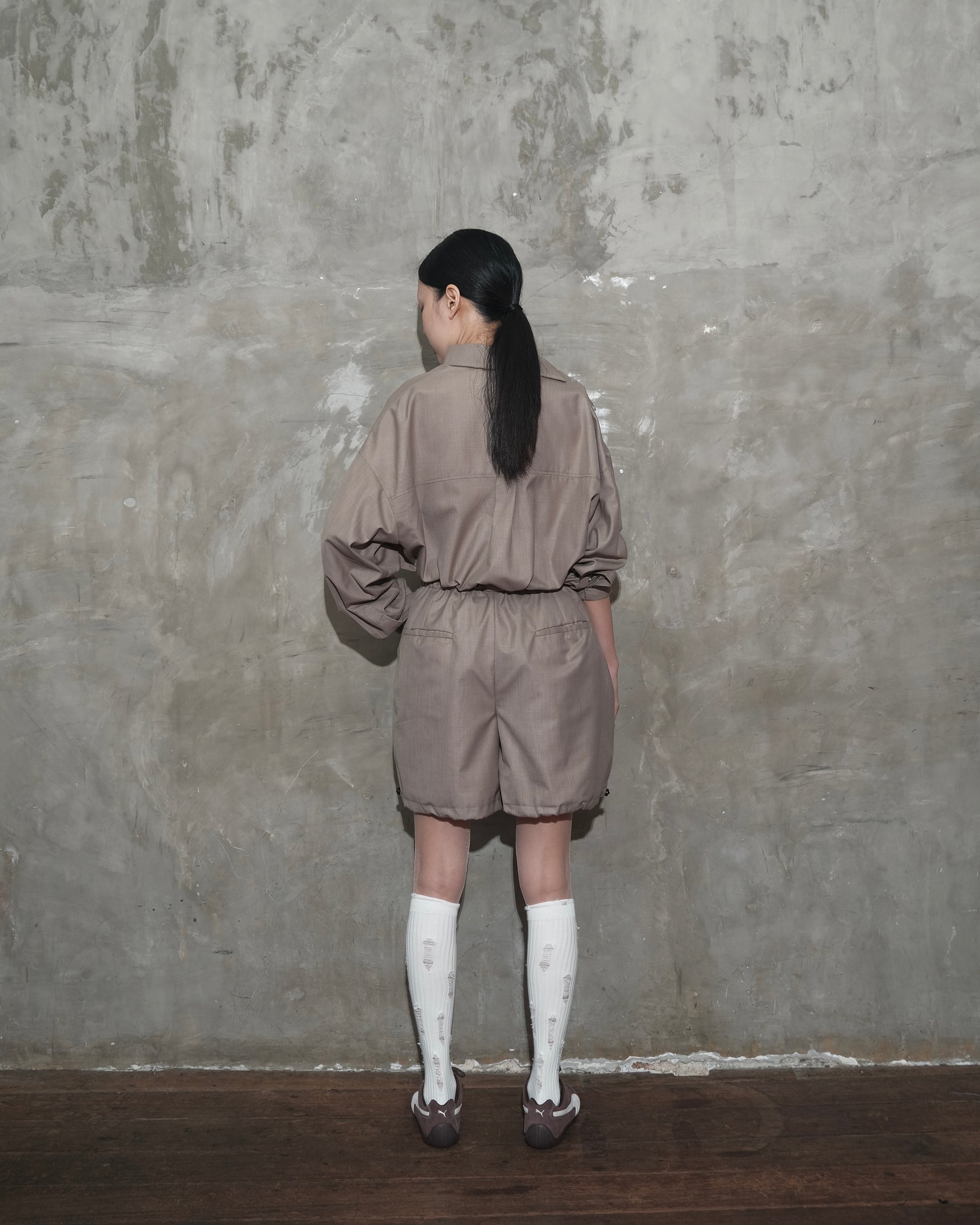 Slanted Collar Shirt in Brown - BEV C multi label store