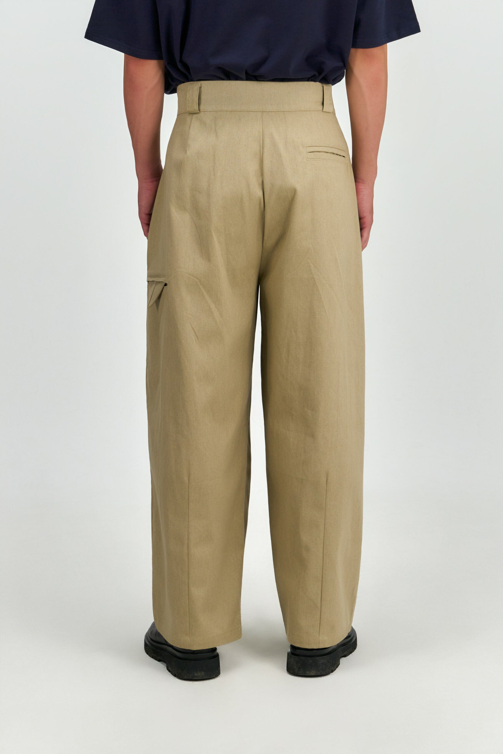 Gender Neutral Double Belted Long Trousers (Beige) - BEV C multi label store