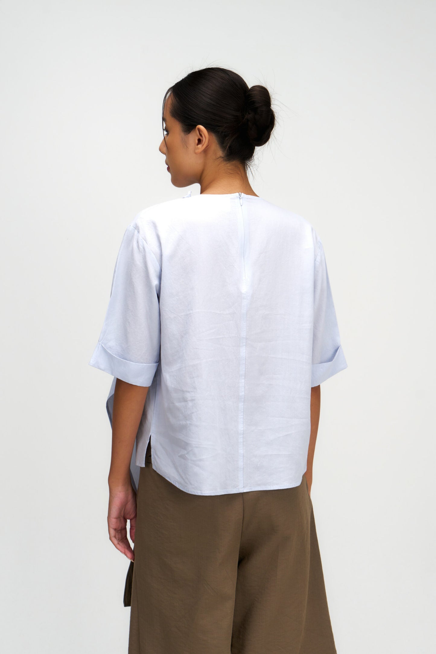 Neck-Scarf Half Sleeve Blouse (Blue) - BEV C multi label store