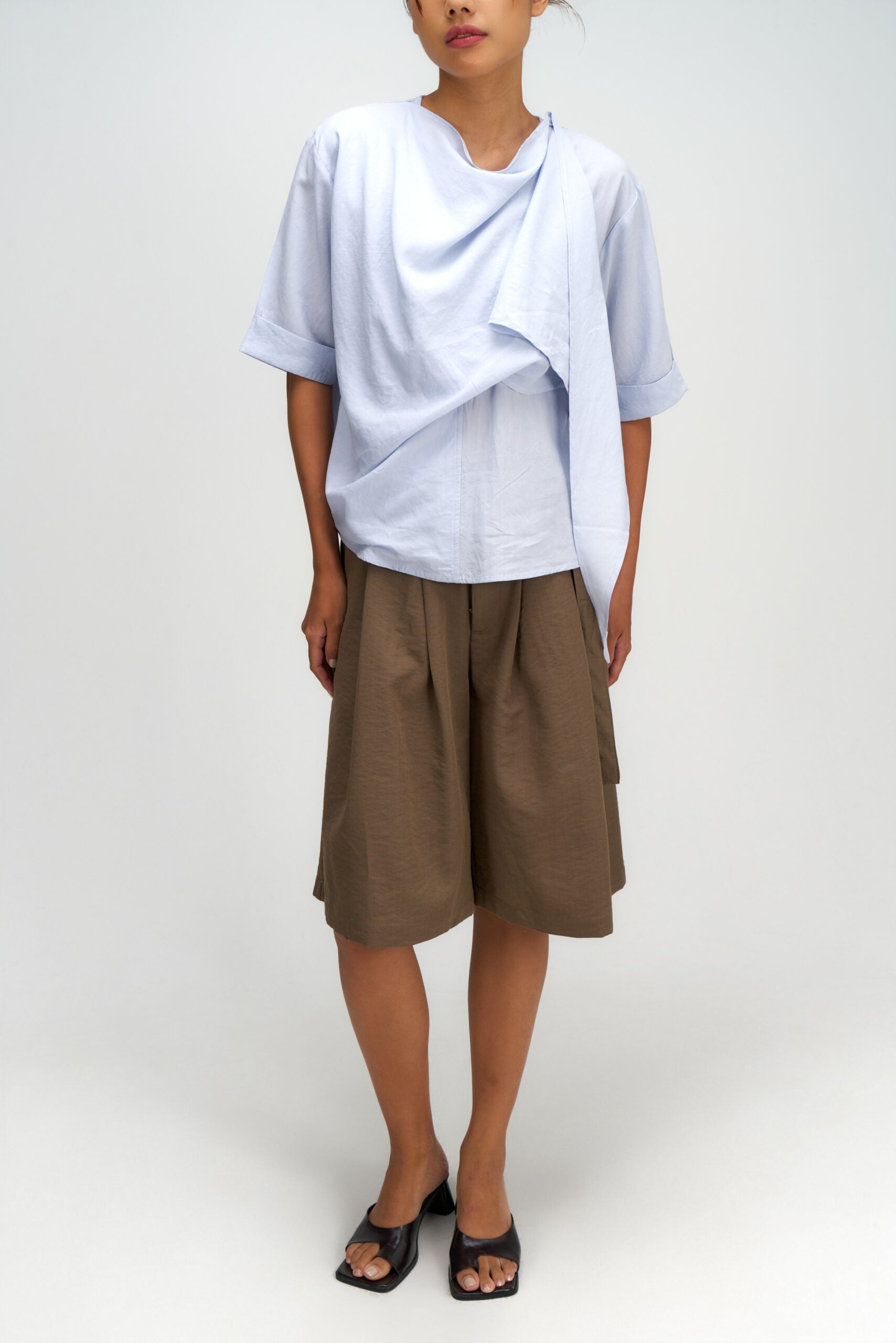 Neck-Scarf Half Sleeve Blouse (Blue) - BEV C multi label store