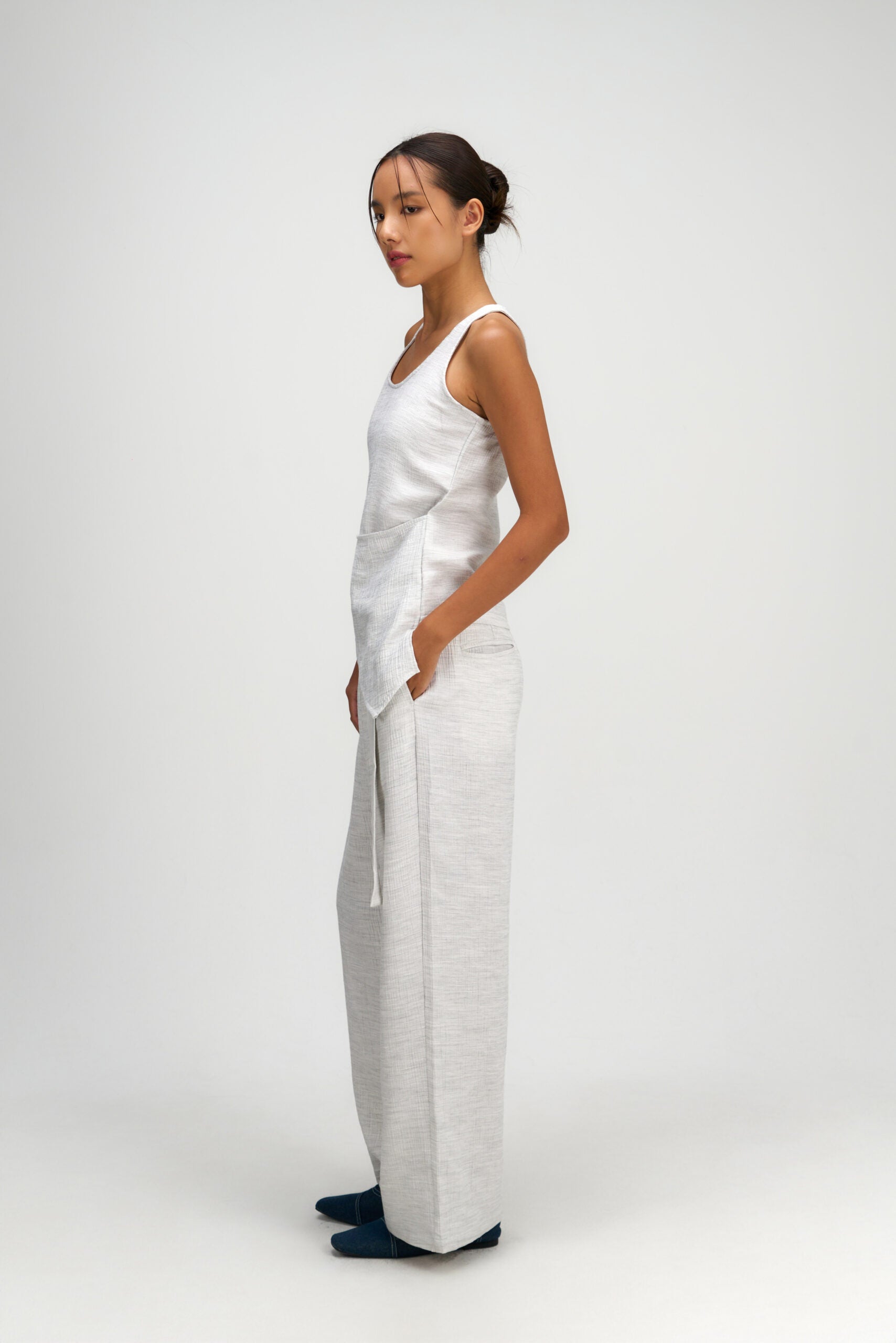 Tri Pleated Belted Trousers (Grey) - BEV C multi label store