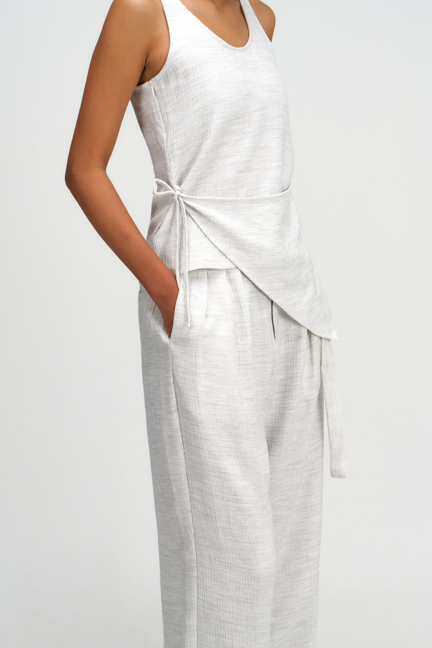 Tri Pleated Belted Trousers (Grey) - BEV C multi label store