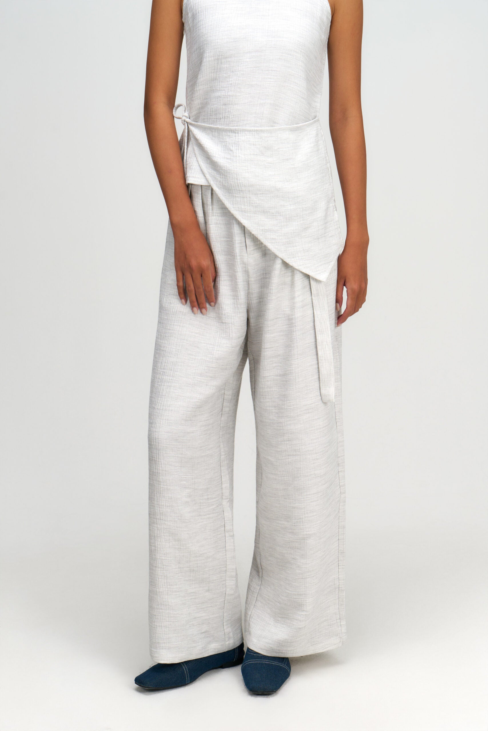 Tri Pleated Belted Trousers (Grey) - BEV C multi label store