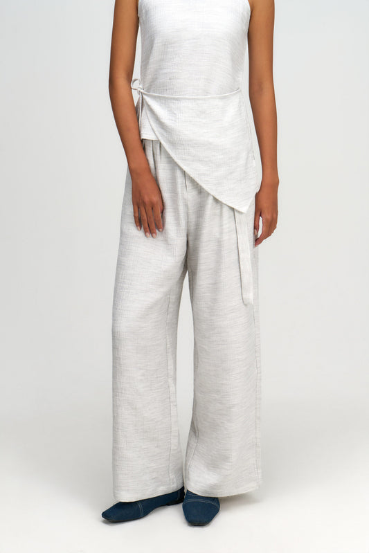 Tri Pleated Belted Trousers (Grey) - BEV C multi label store