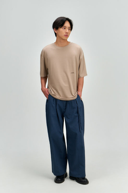 Gender Neutral Double Belted Long Trousers (Blue) - BEV C multi label store