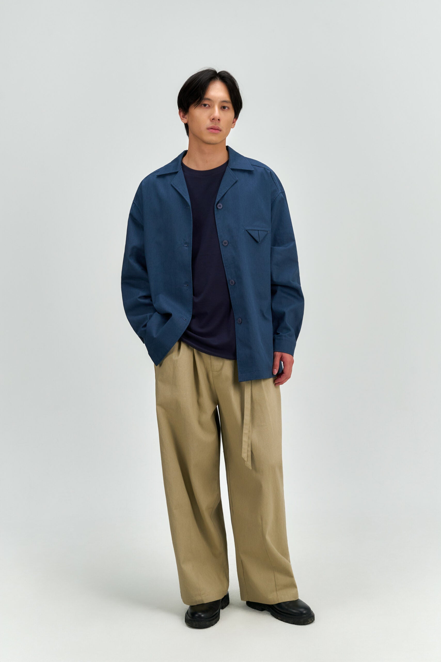 Gender Neutral Double Belted Long Trousers (Beige) - BEV C multi label store