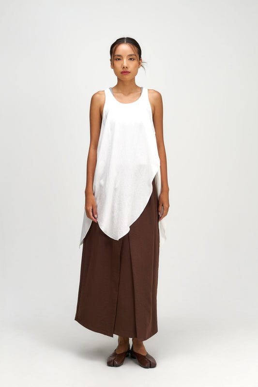 Asymmetrical Layering Long Tank Top (White) - BEV C multi label store