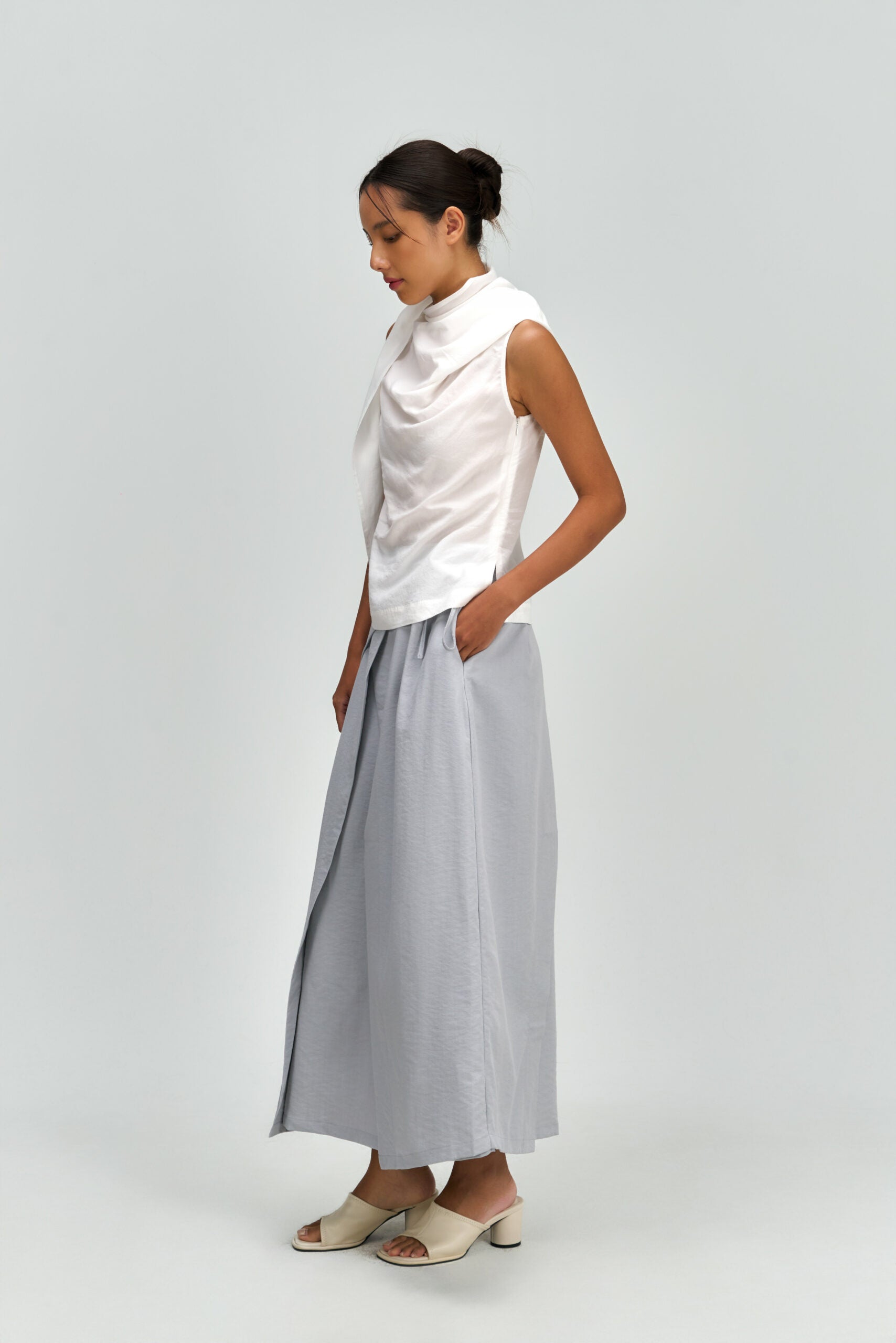 Waist Bandeu Pleated Skirt – Plus Long (Light Blue) - BEV C multi label store