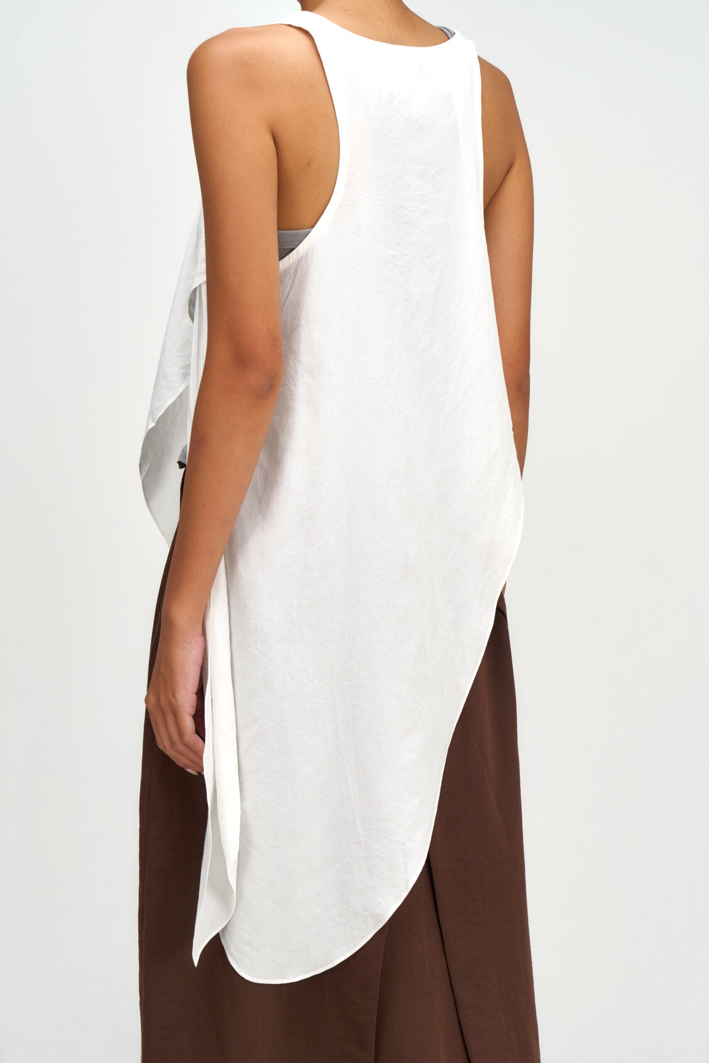 Asymmetrical Layering Long Tank Top (White) - BEV C multi label store