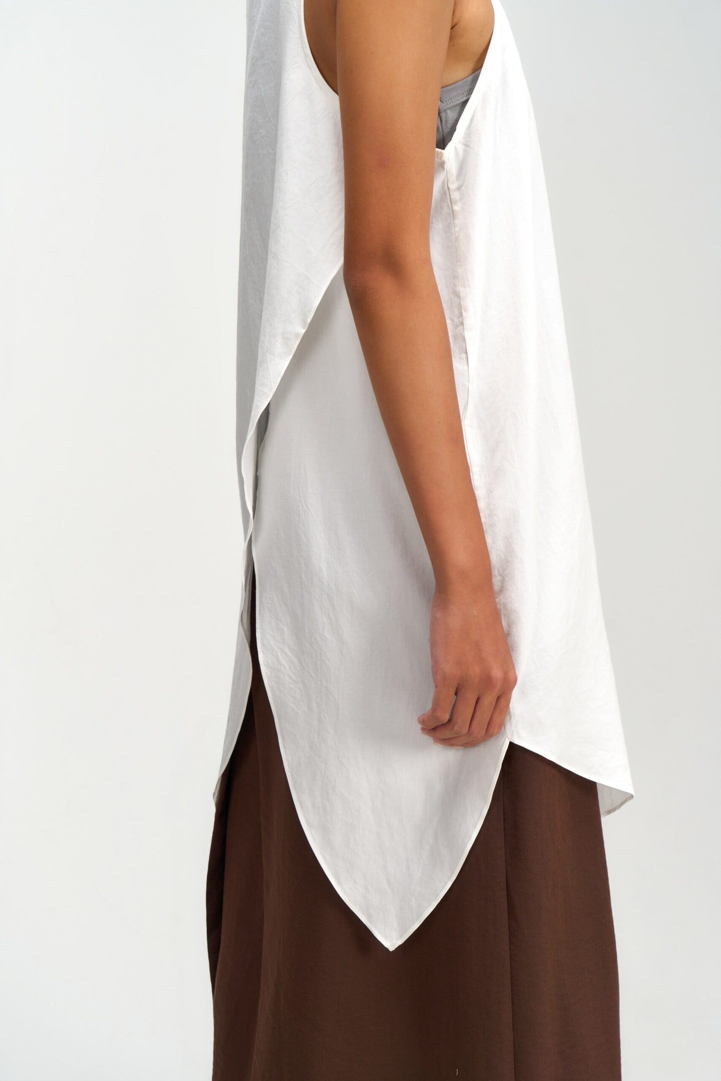 Asymmetrical Layering Long Tank Top (White) - BEV C multi label store