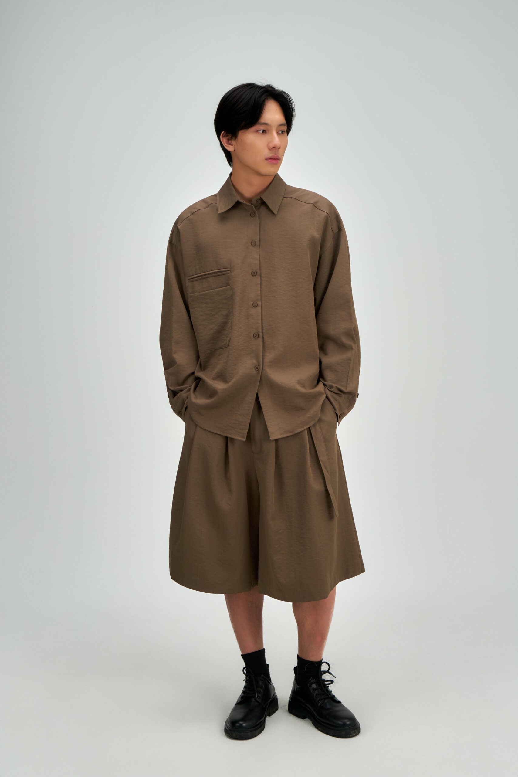Gender Neutral Oversized Arm Long Sleeve Blouse (Tea) - BEV C multi label store