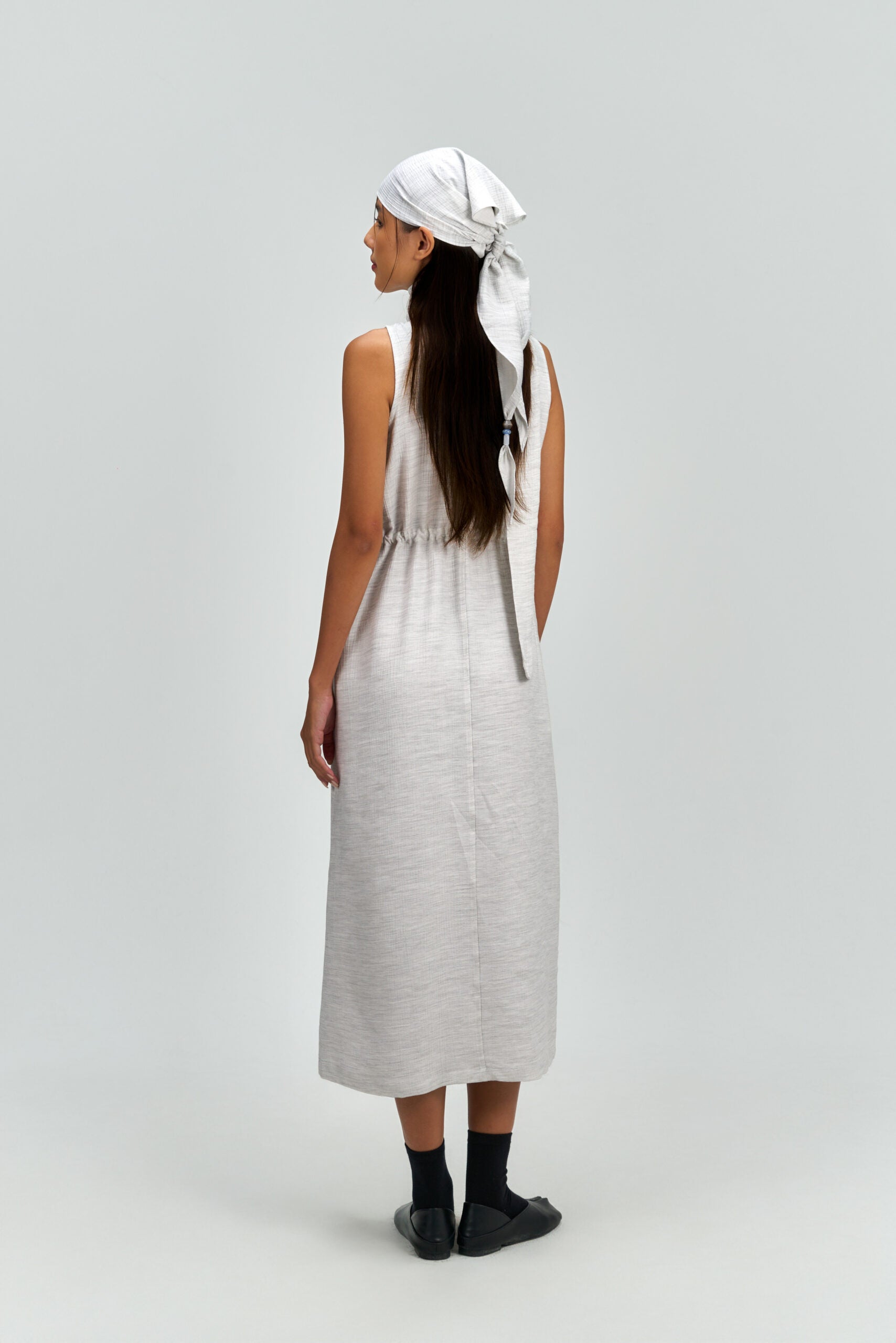 Pleated High Neck Scarf Dress (Grey) - BEV C multi label store