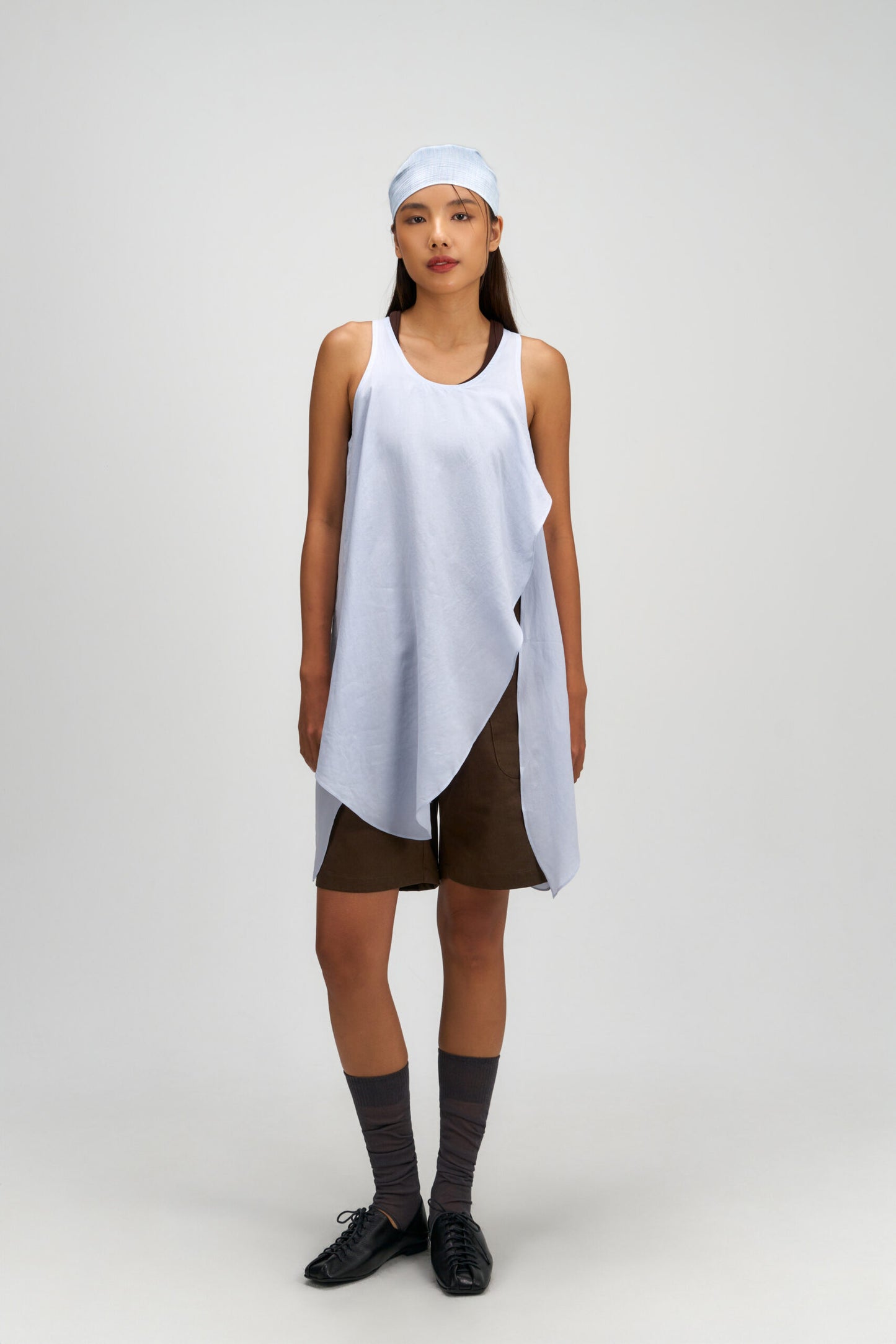 Asymmetrical Layering Long Tank Top (Blue) - BEV C multi label store