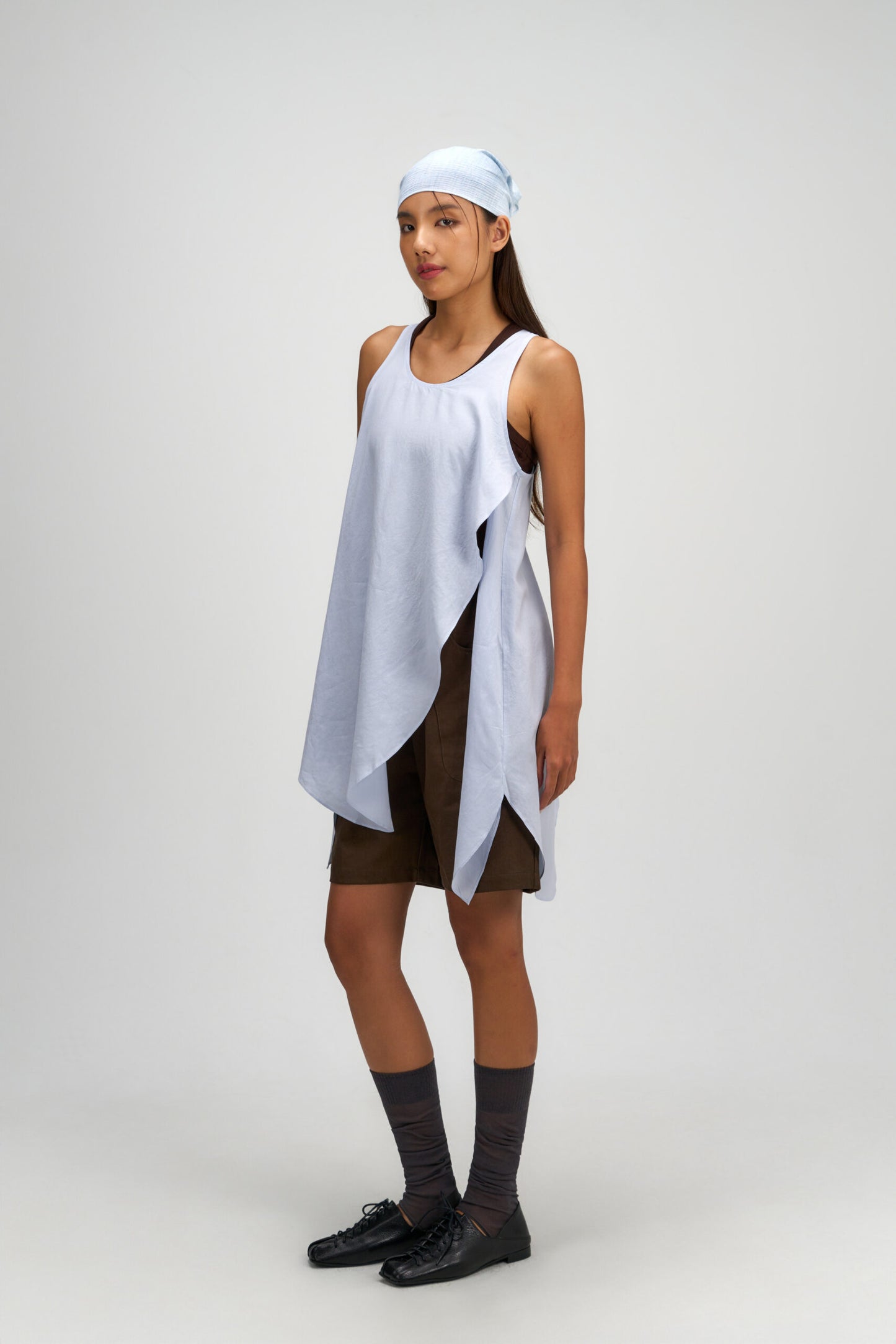 Asymmetrical Layering Long Tank Top (Blue) - BEV C multi label store