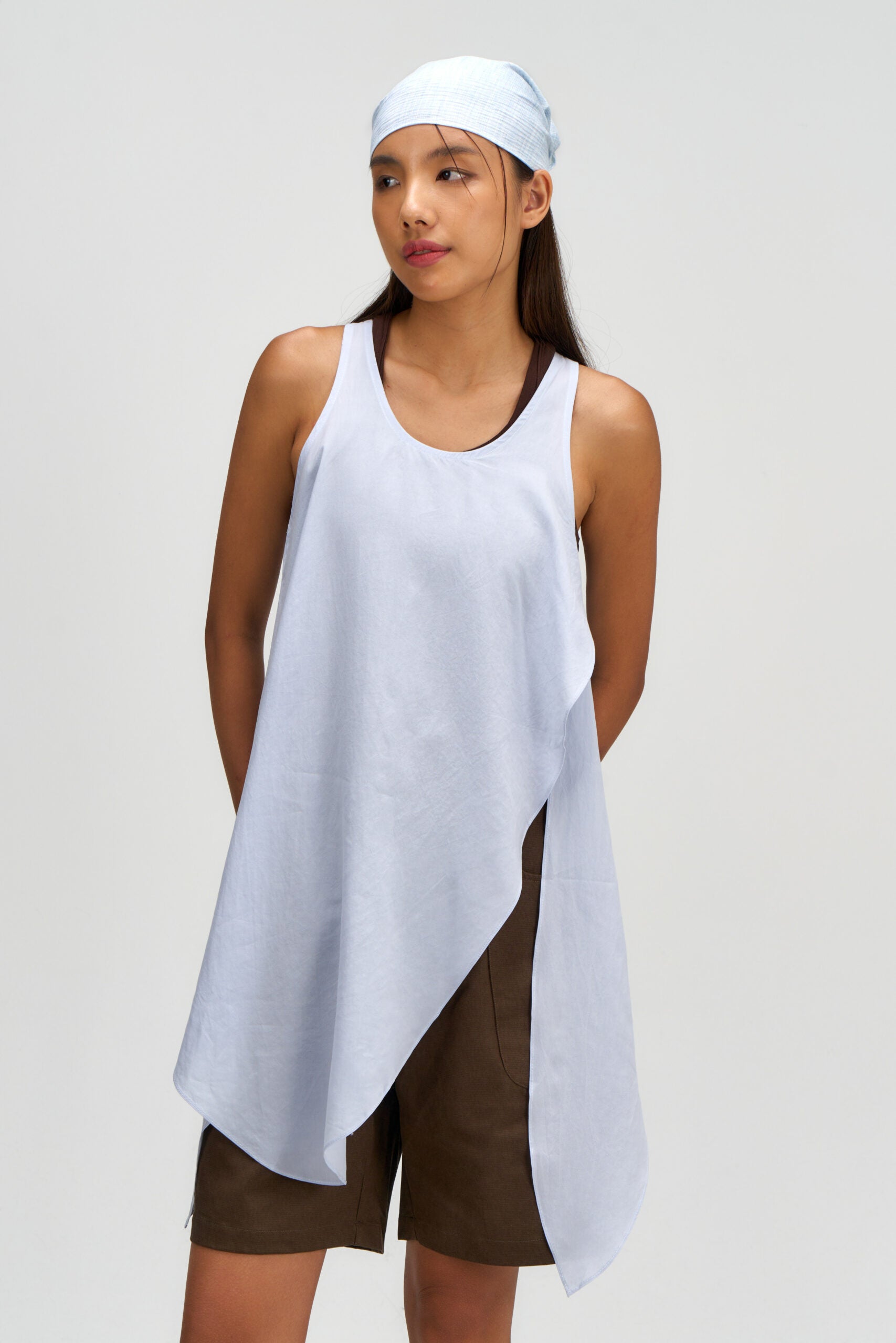 Asymmetrical Layering Long Tank Top (Blue) - BEV C multi label store