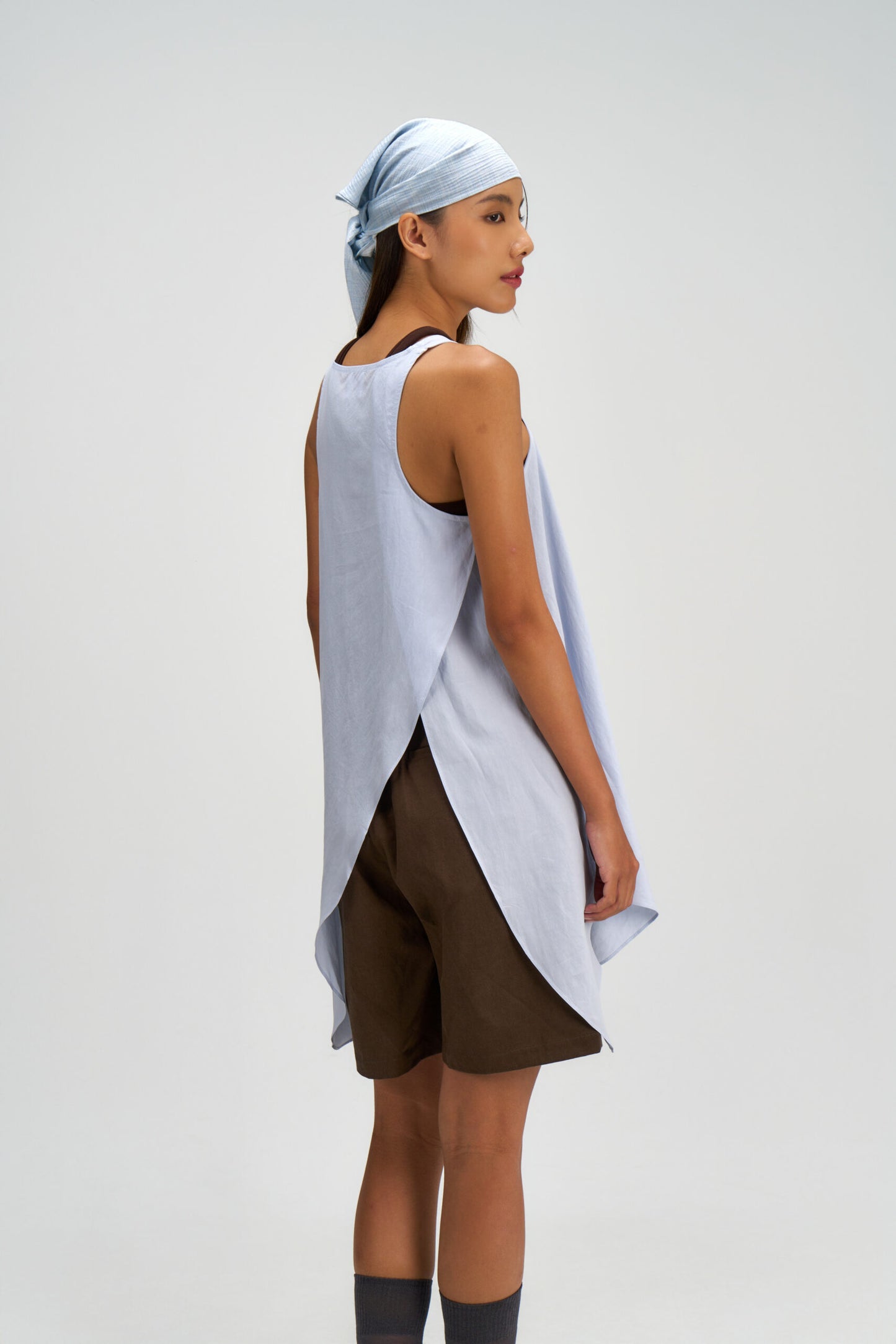 Asymmetrical Layering Long Tank Top (Blue) - BEV C multi label store