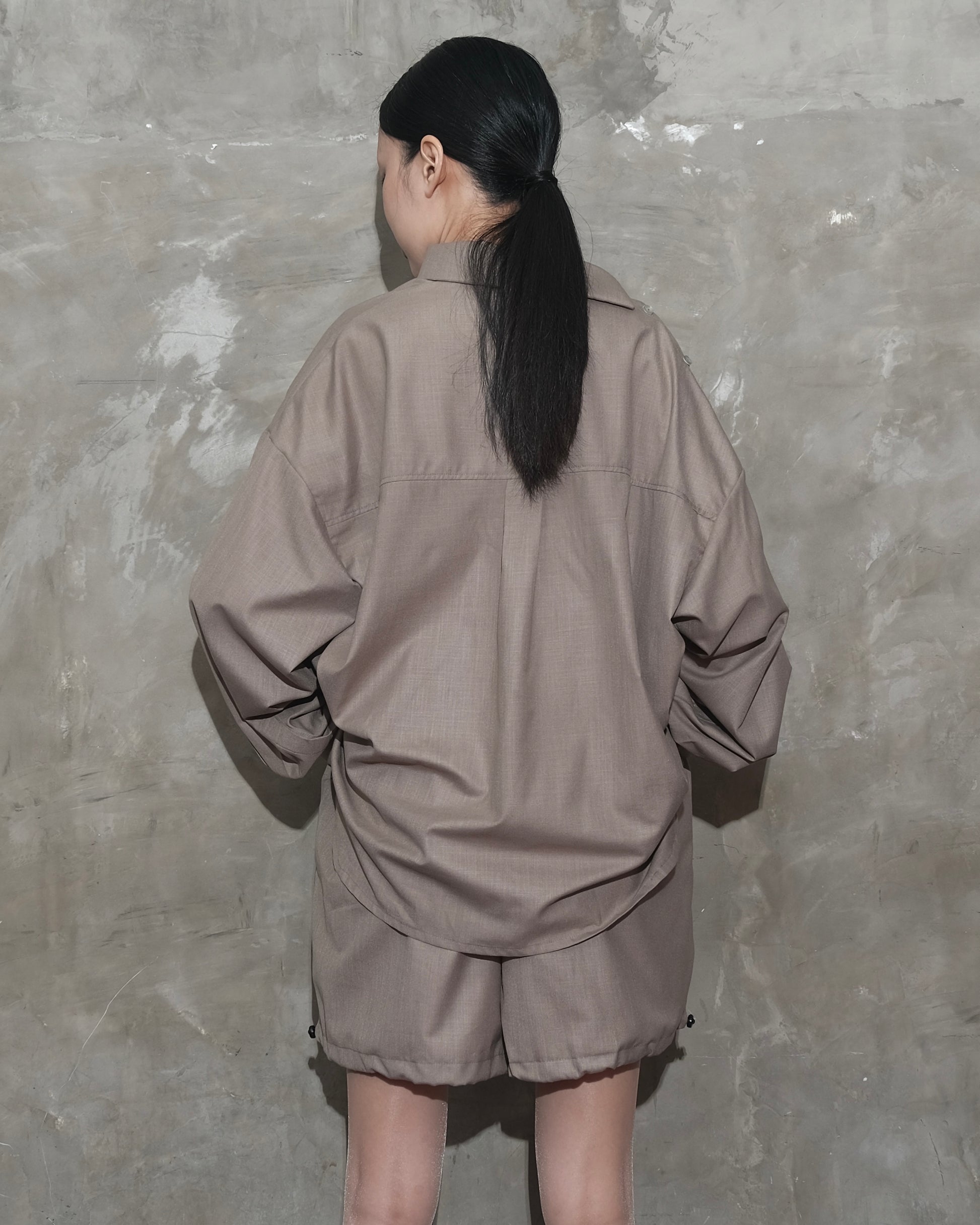 Slanted Collar Shirt in Brown - BEV C multi label store