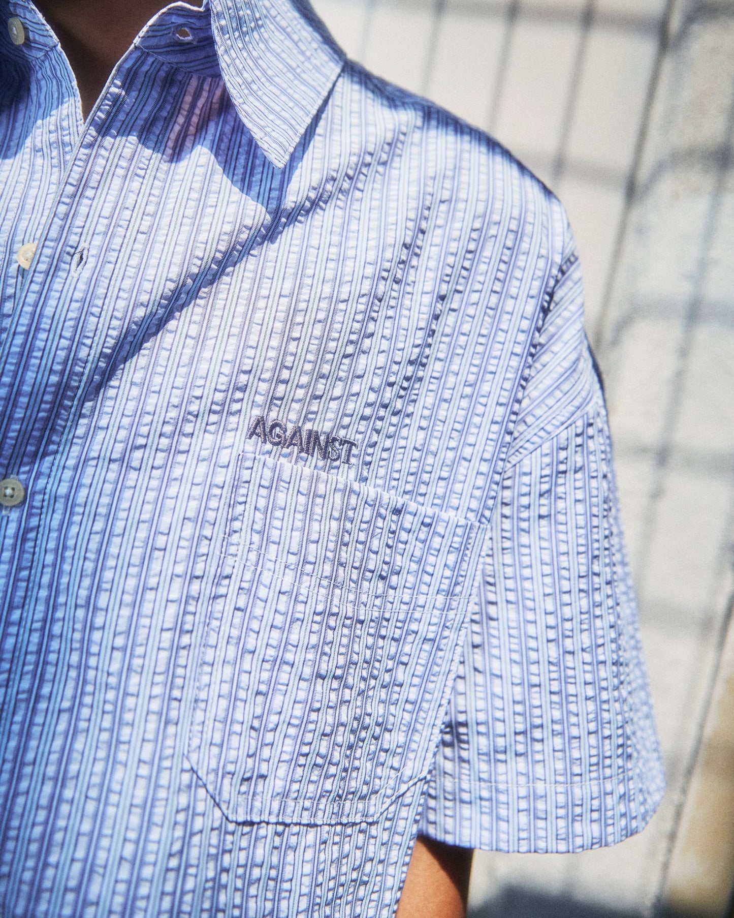 SEERSUCKER STRIPE CHAPO SHIRT BLUE - BEV C multi label store