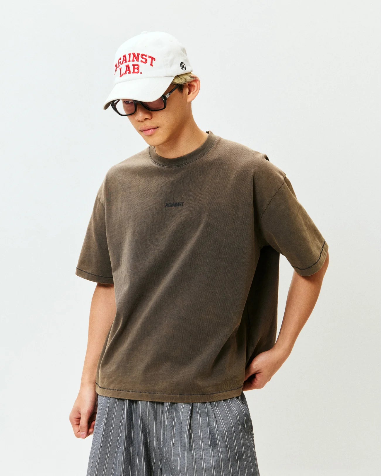 SINGLE STITCH WASHED CROPPED TEE CONCRETE - BEV C multi label store