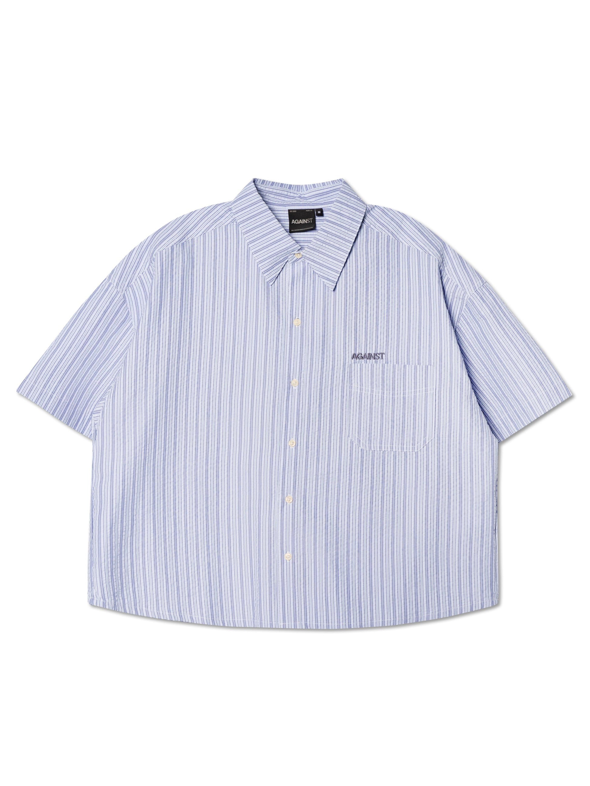 SEERSUCKER STRIPE CHAPO SHIRT BLUE - BEV C multi label store