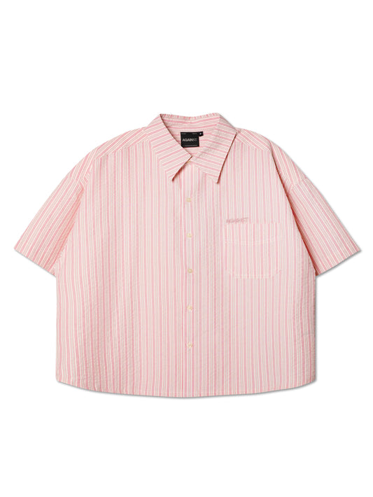 SEERSUCKER STRIPE CHAPO SHIRT PINK - BEV C multi label store