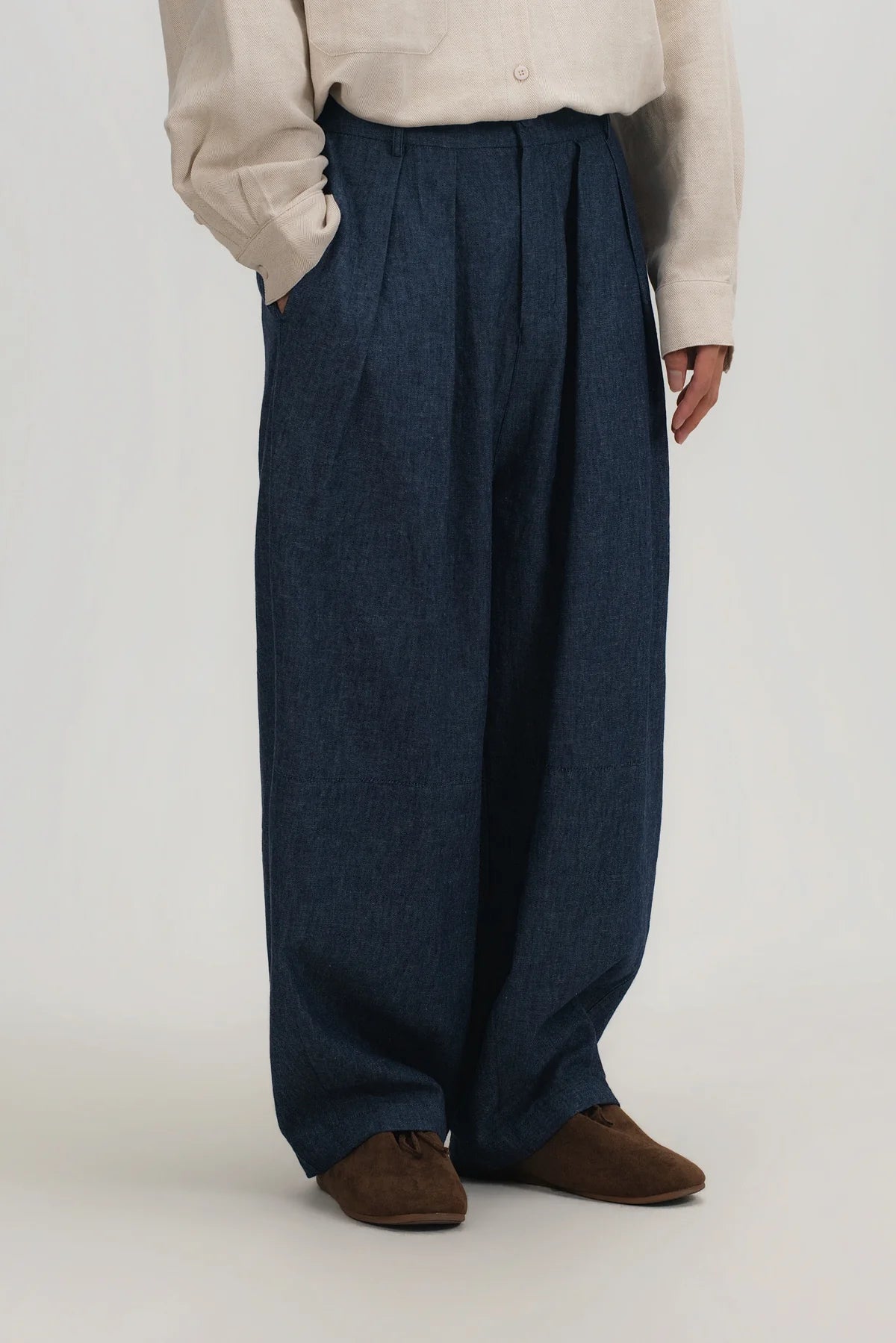 Gender Neutral Cocoon Trousers (Linen Denim / Blue) - BEV C multi label store