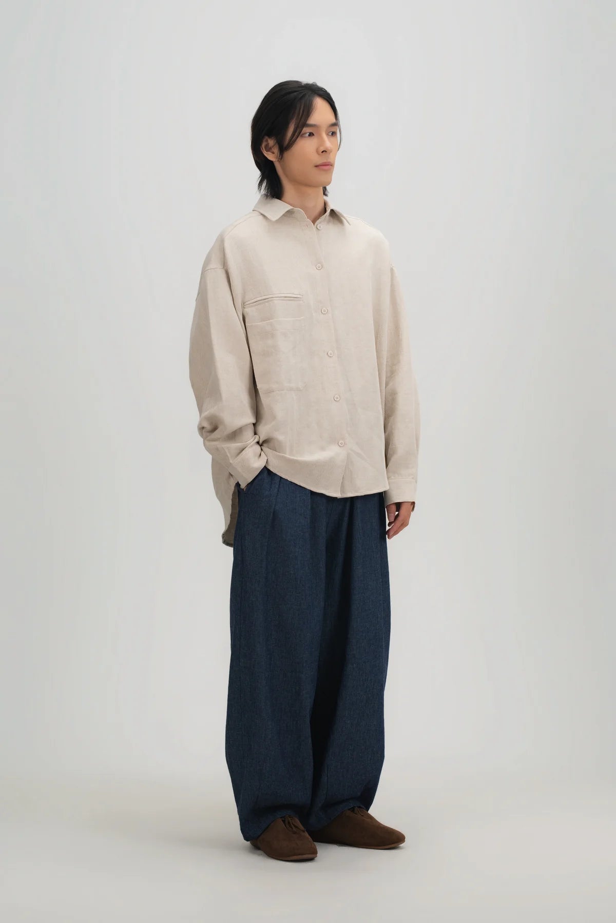 Gender Neutral Cocoon Trousers (Linen Denim / Blue) - BEV C multi label store