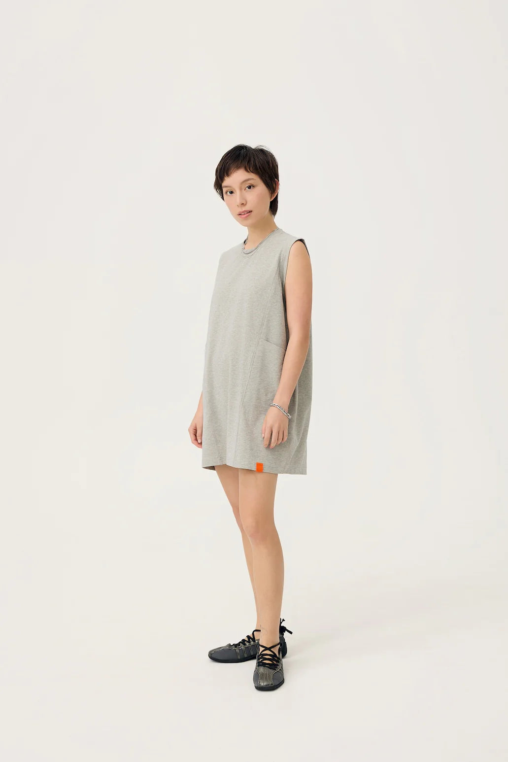 COCOON JERSEY REVERSIBLE DRESS IN ZINC GREY & LEMON FIZZ - BEV C multi label store