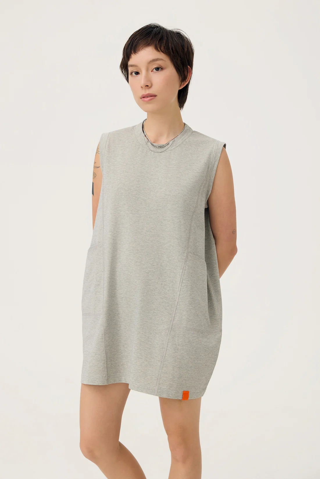 COCOON JERSEY REVERSIBLE DRESS IN ZINC GREY & LEMON FIZZ - BEV C multi label store