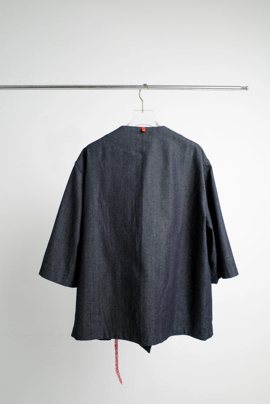ROBE KIMONO JACKET IN DENIM WITH ROLLING HILLS (LIBERTY LONDON)