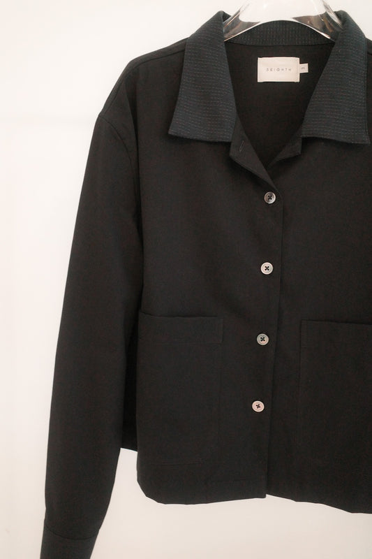 POPPY JACKET IN BLACK SASHIKO ON BLACK - BEV C multi label store