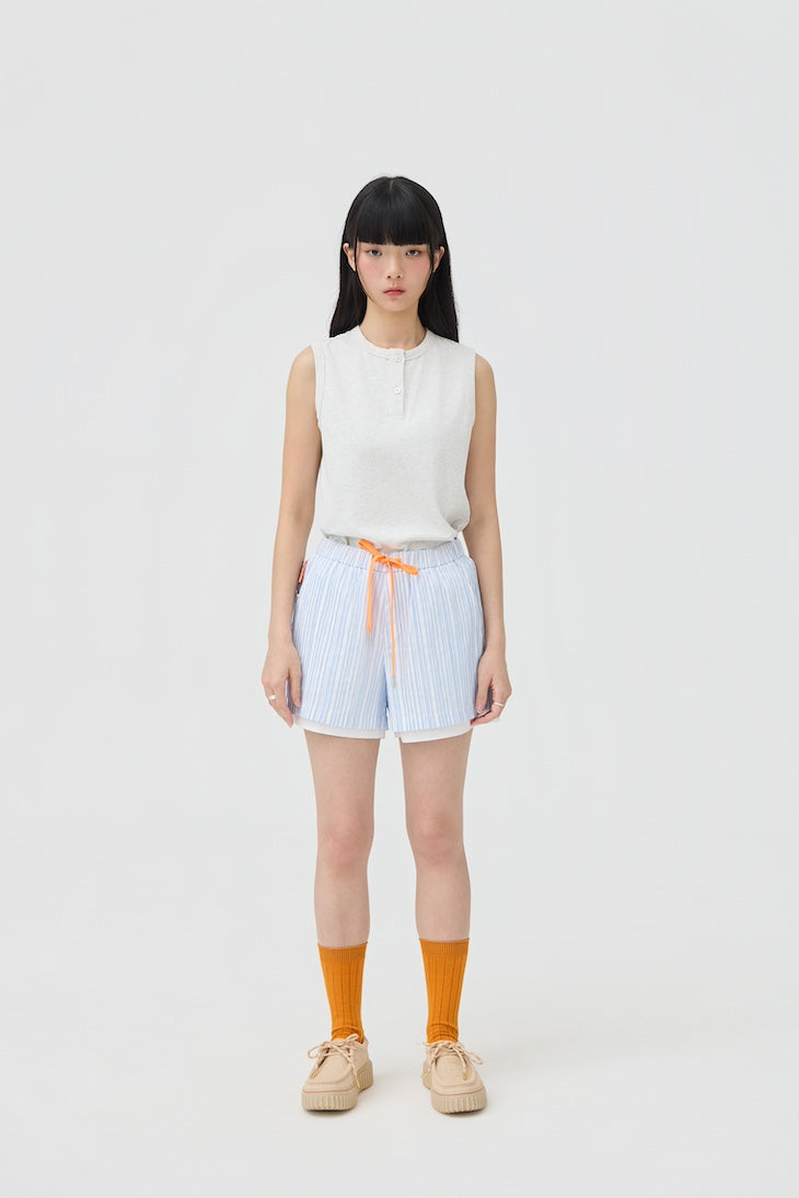 FUTAE SHORTS - BLUE SEERSUCKER - BEV C multi label store