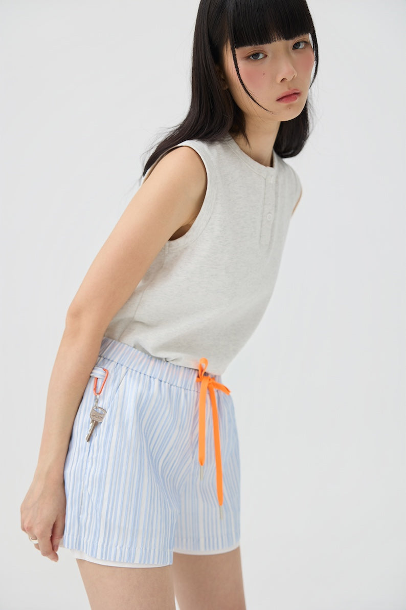 FUTAE SHORTS - BLUE SEERSUCKER - BEV C multi label store