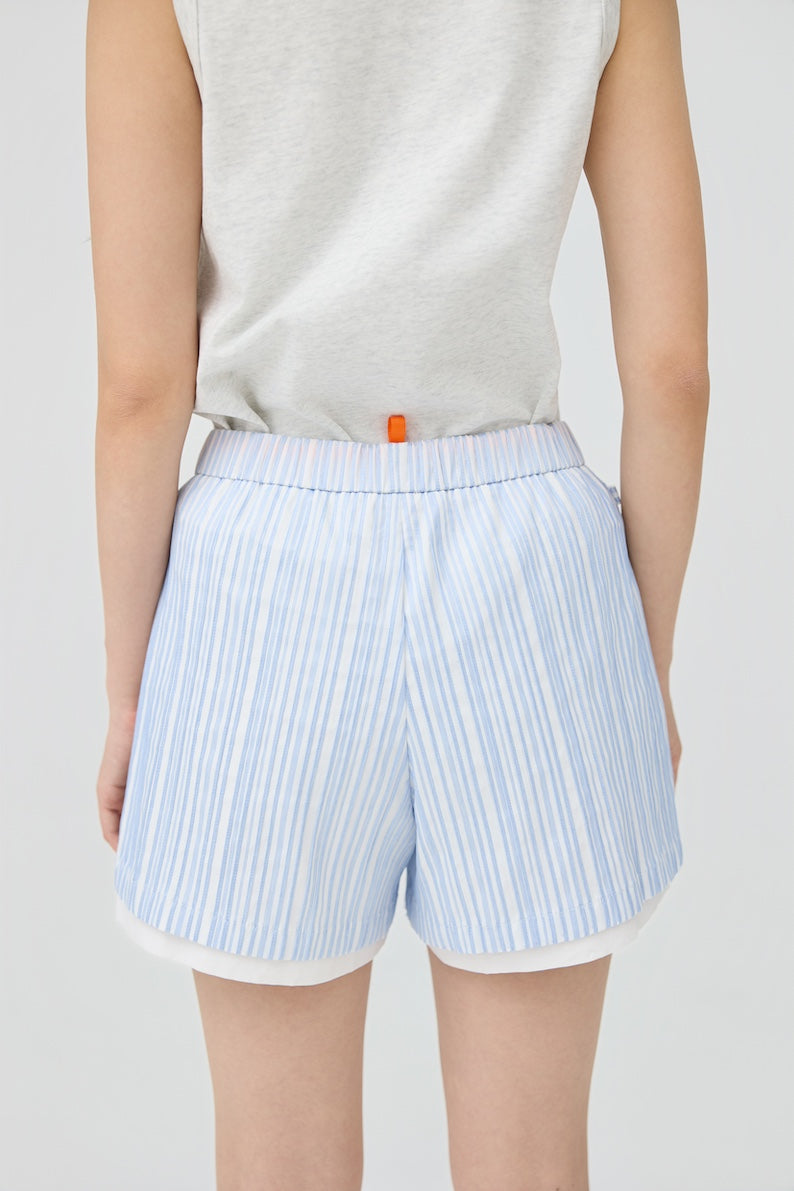 FUTAE SHORTS - BLUE SEERSUCKER - BEV C multi label store