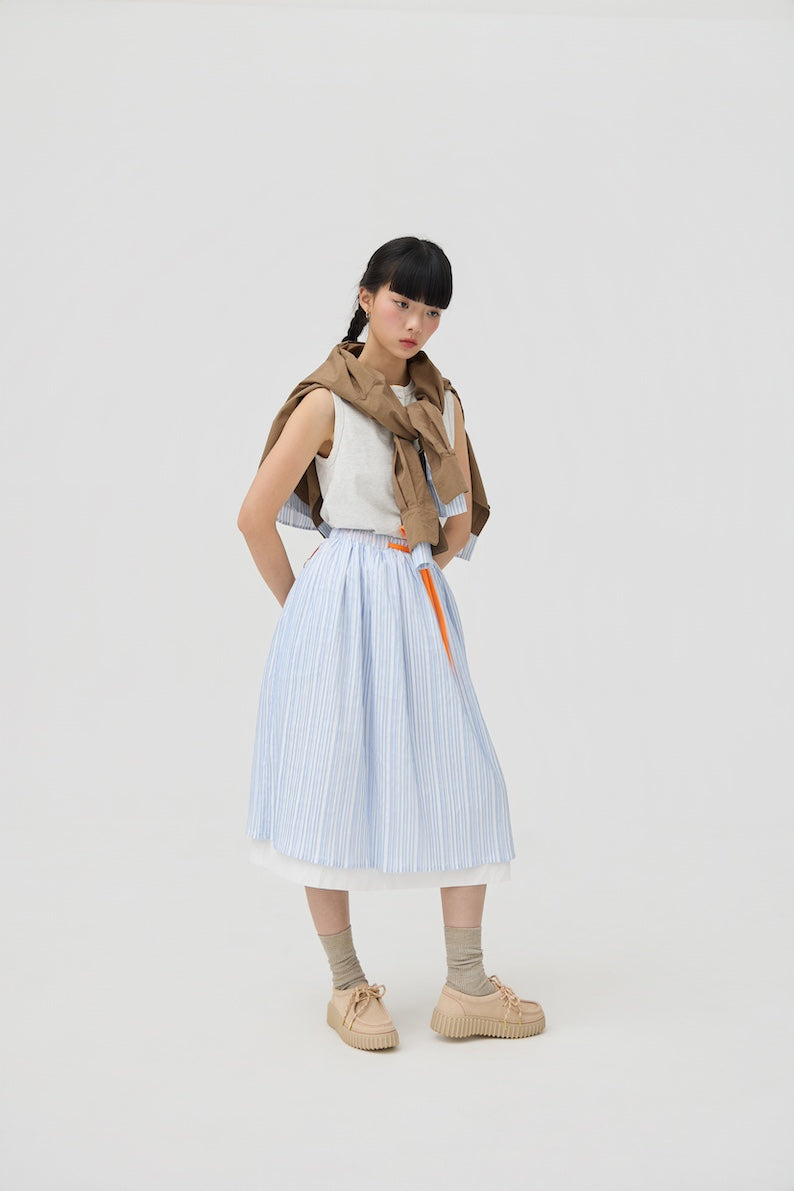 FUTAE SKIRT - BLUE SEERSUCKER - BEV C multi label store
