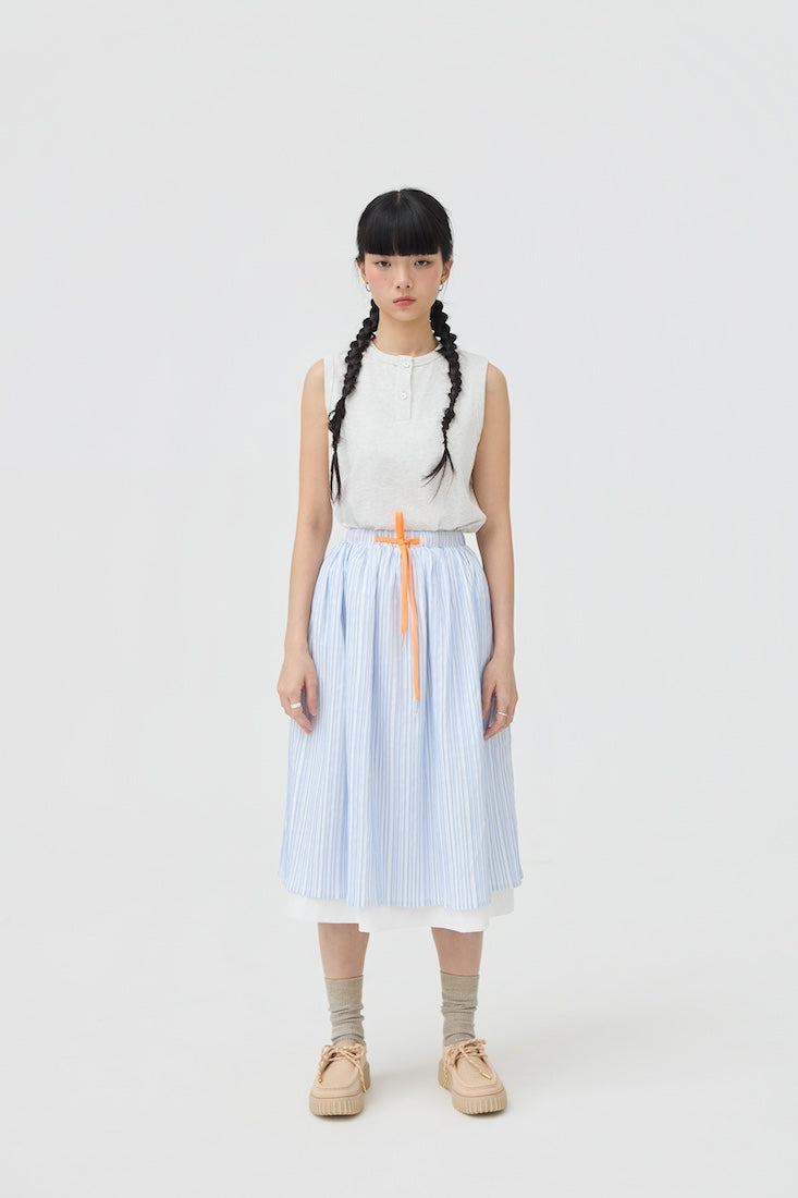 FUTAE SKIRT - BLUE SEERSUCKER - BEV C multi label store
