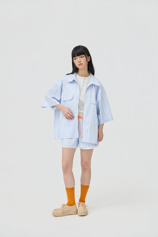 FUWA JACKET - BLUE SEERSUCKER - BEV C multi label store