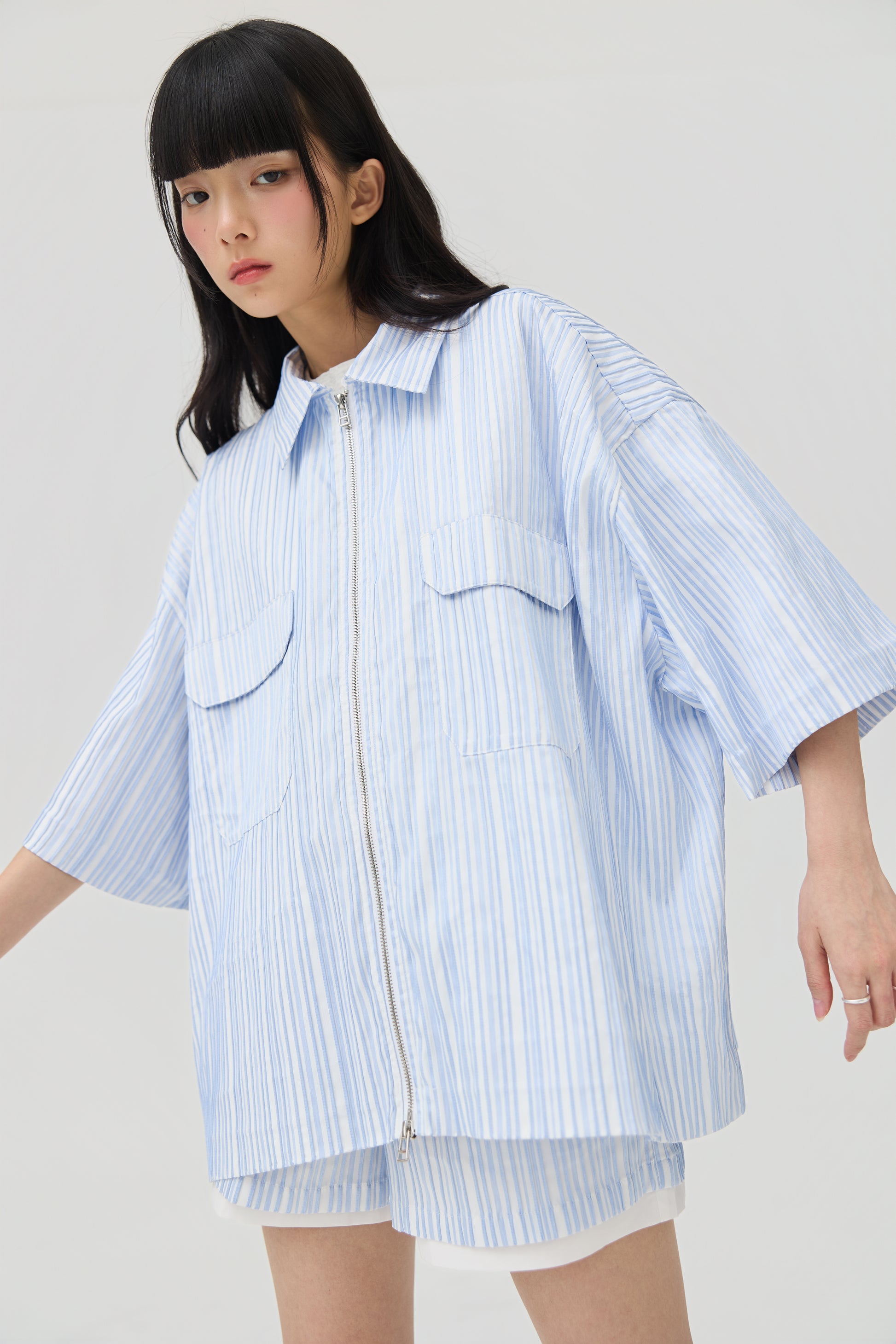 FUWA JACKET - BLUE SEERSUCKER - BEV C multi label store